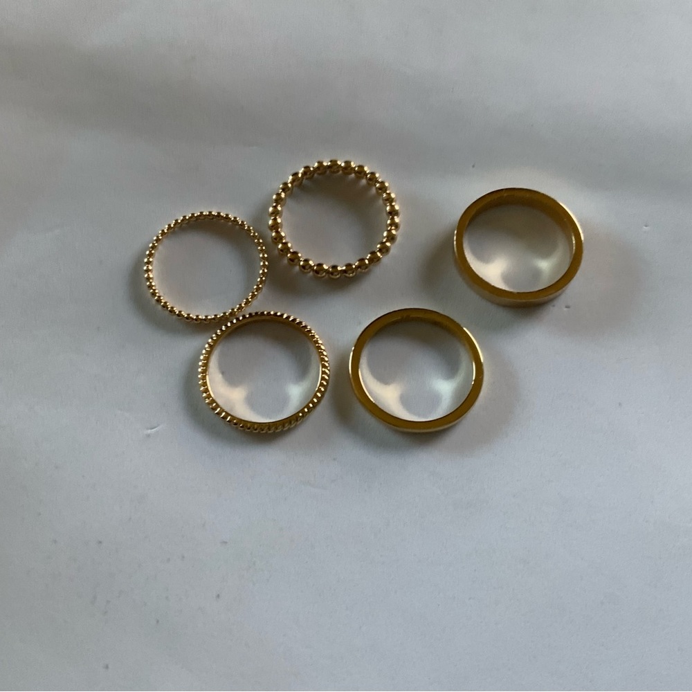 Halogen Mixed Texture Metal Ring Stack - image 3